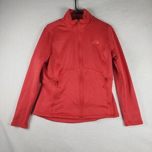 The North Face Womens Large Full Zip Fleece Jacket Coral Stretch Outdoor